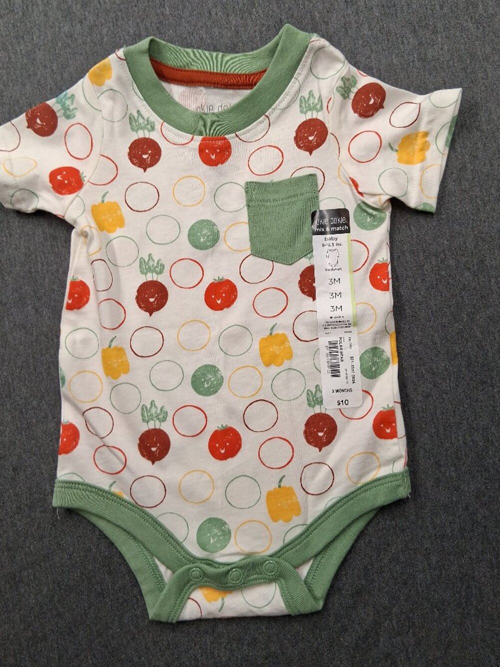 Boy or girl onesie, Okie dokie, size 3 months, multicolored,  new